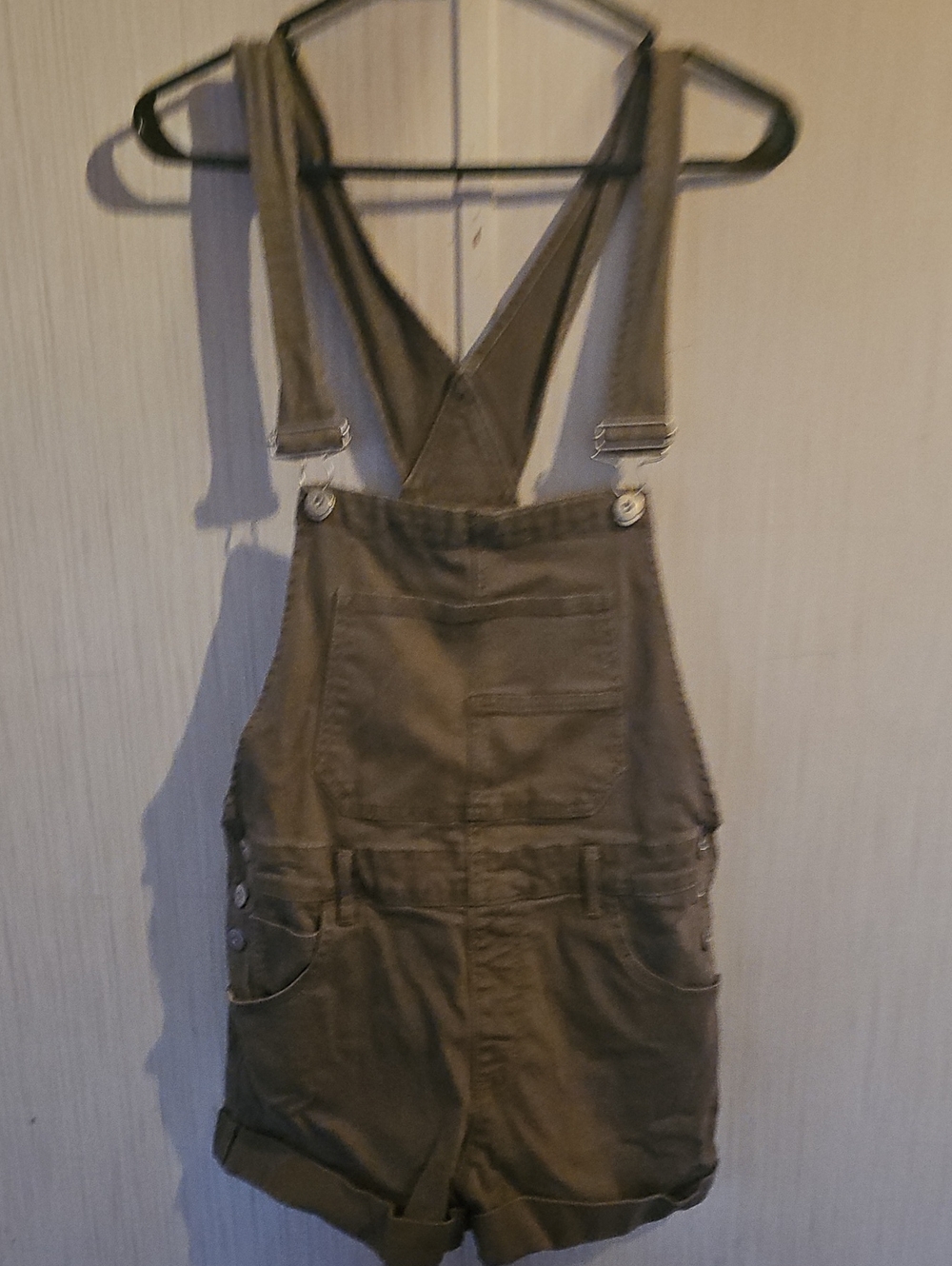 No Boundaries Olive Green Short Overalls Romper